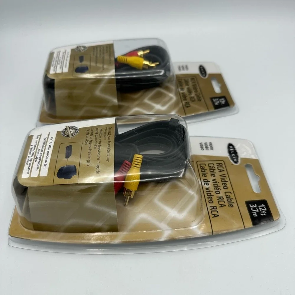 Lot 2 Belkin RCA Video Cable Gold Plated Connect TV To Any Video Source 12 Ft